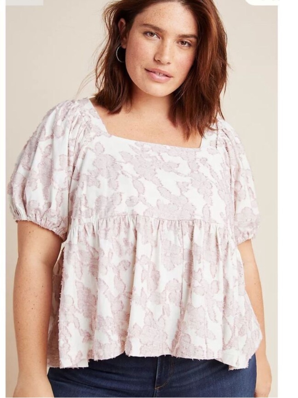 Anthropologie Maeve Batia Textured Babydoll Top Size XL